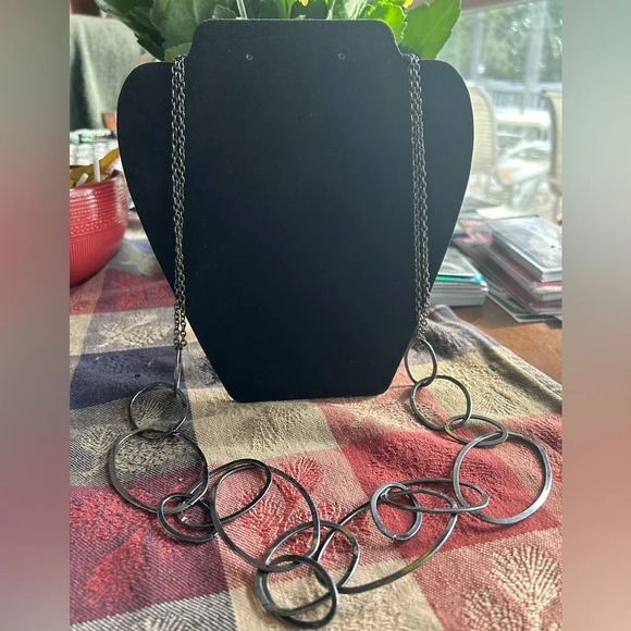 3/$20 Paparazzi Dark Silver Tone Chain Dangling Earring and Long Necklace Set - Picture 1 of 3